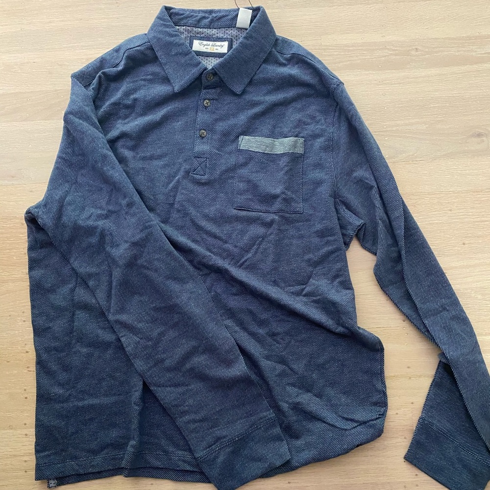 English Laundry Men's Navy Long Sleeve Polk shirt